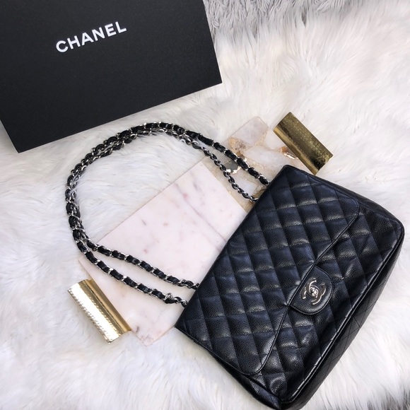 CHANEL JUMBO CAVIAR SINGLE FLAP BAG